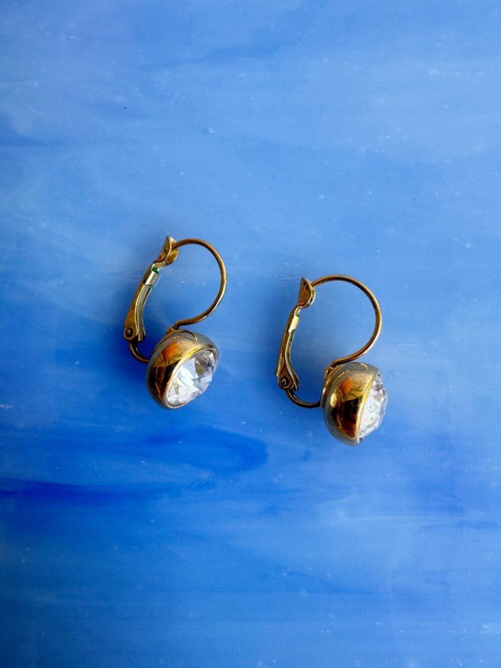 Swarovski Touchstone Crystal Gold Lever Back Drop Earrings - Picture 2 of 4